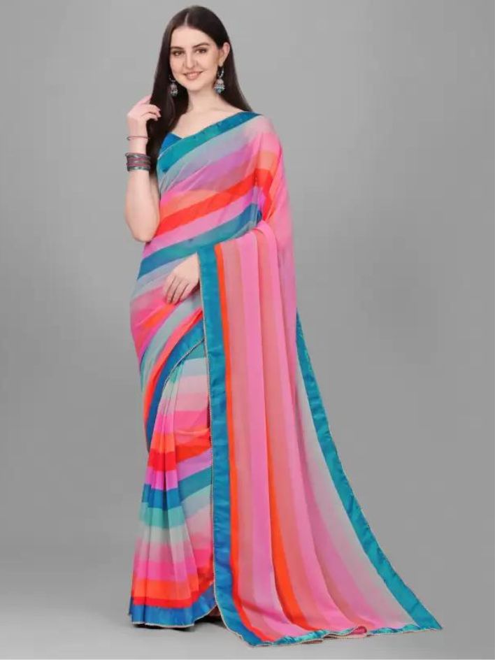 plain-multi-coloured-chiffon-saree